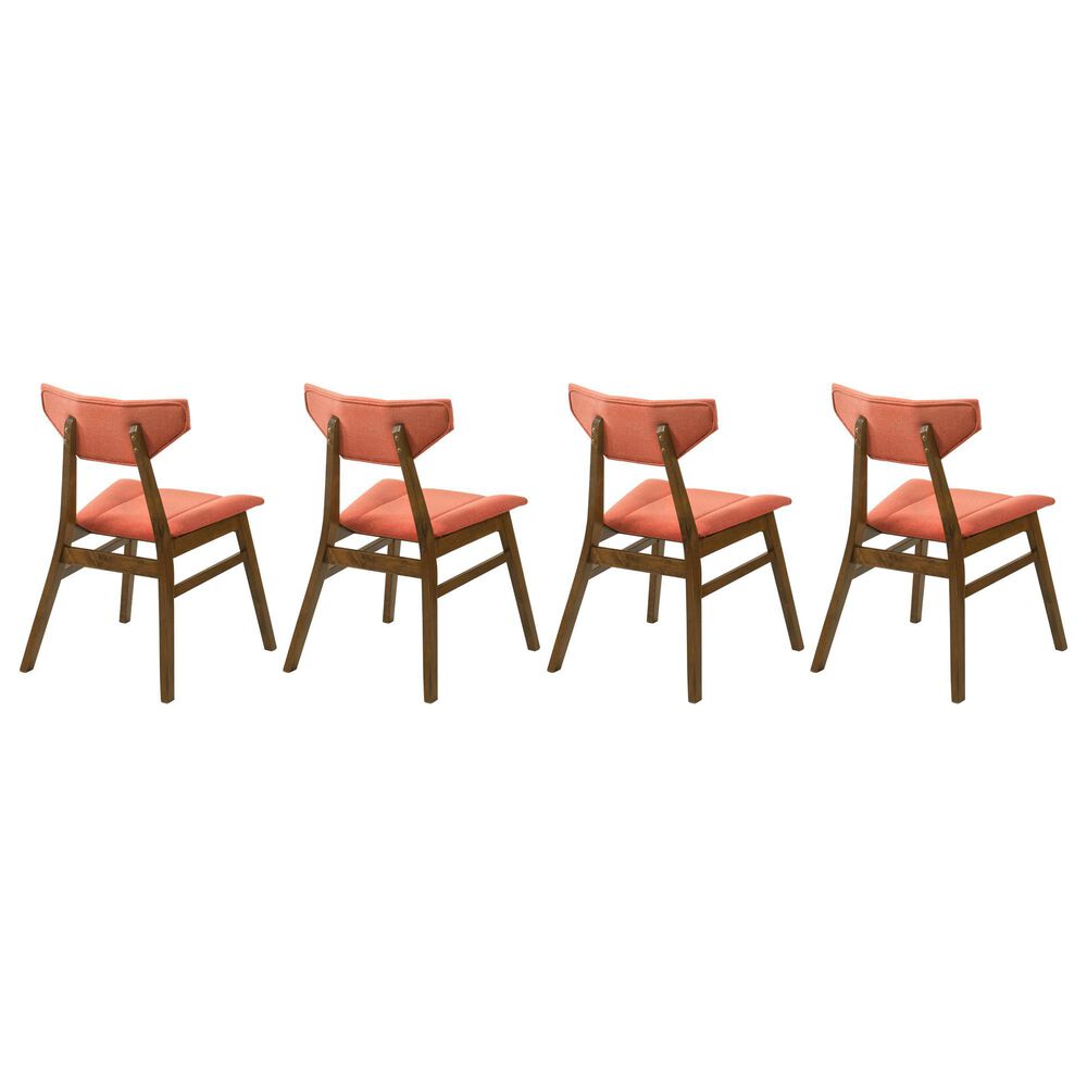 Armen Living Amaris Side Chair with Poppy Upholstery in Warm Walnut (Set of 4), , large