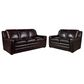 Bordeaux & Co Stationary Leather Sofa and Loveseat Set in Berlin Dark Brown, , large