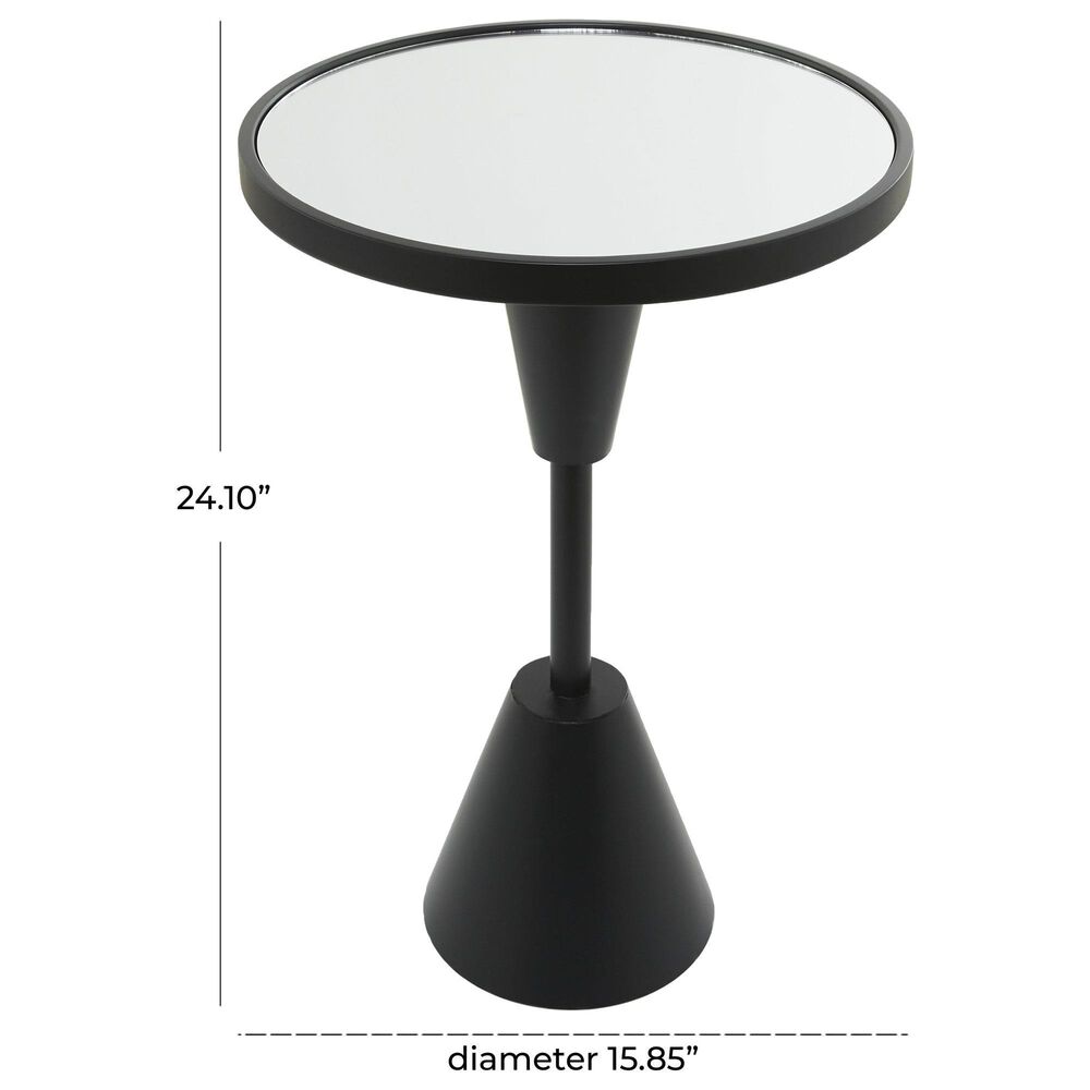 Maple and Jade Accent End Table with Pedestal Base and Mirrored Glass Top in Black, , large