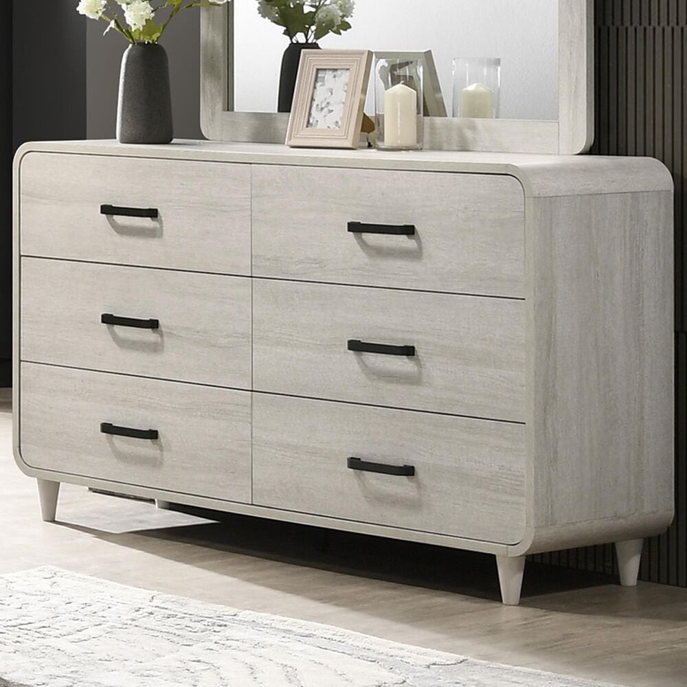 Crown Mark Nyomi 6-Drawer Dresser in White, , large