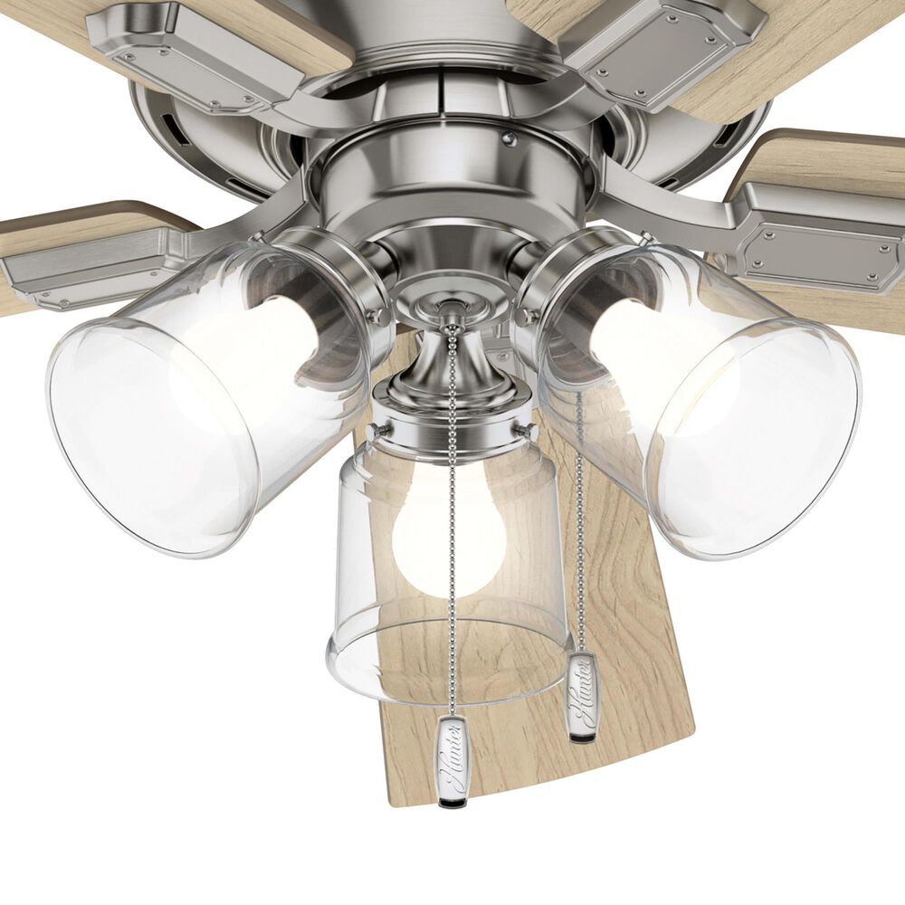 Hunter Crestfield 52&quot; Pull Chain Ceiling Fan with LED Lights in Brushed Nickel, , large