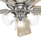 Hunter Crestfield 52" Pull Chain Ceiling Fan with LED Lights in Brushed Nickel, , large