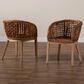 Baxton Studio Mario Arm Chair in Natural Brown and Brown (Set of 2), , large