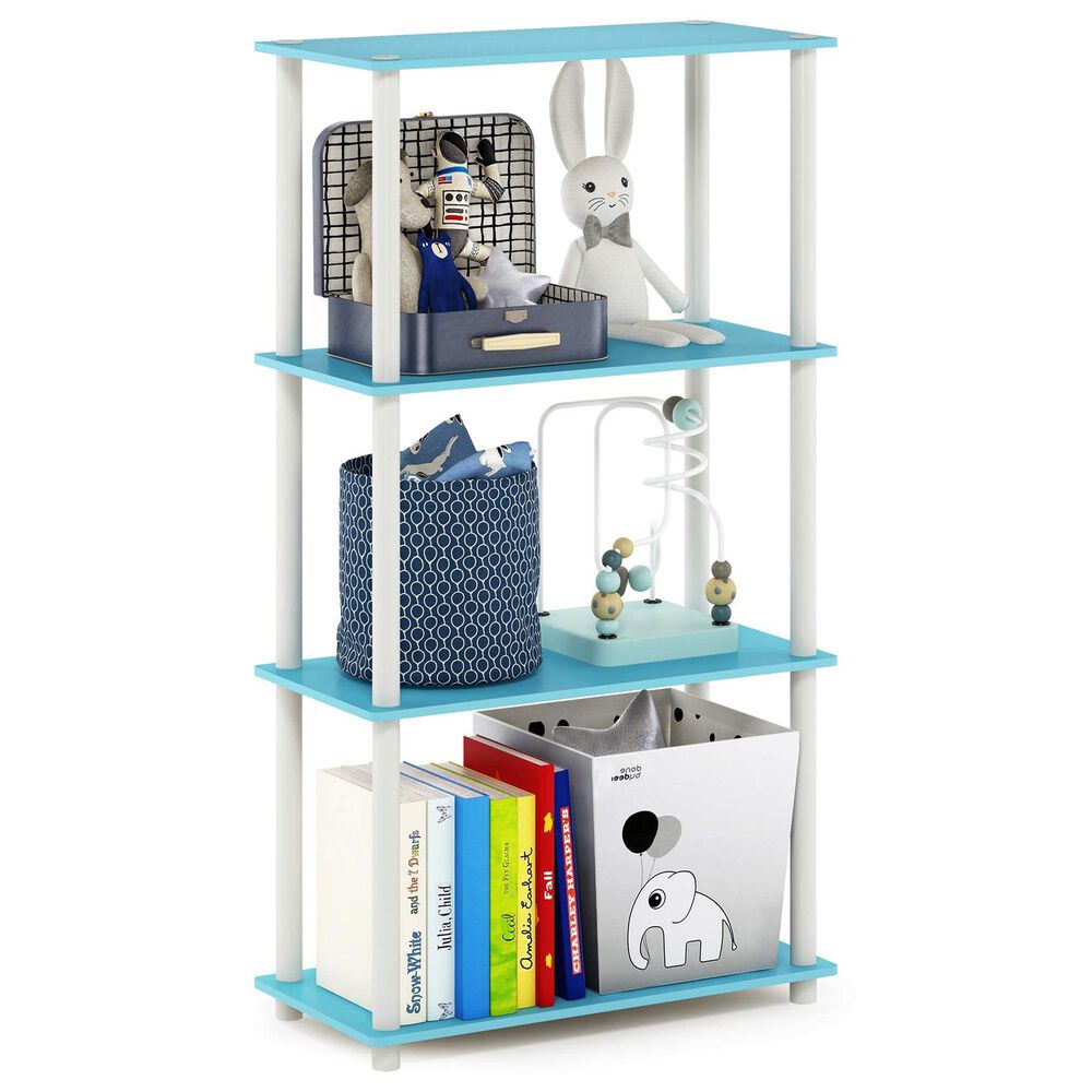 HOMLUX Turn-N-Tube 4-Tier Multipurpose Shelf Display Rack in Light Blue and White, , large