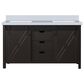 Lexora Home Marsyas 60" Double Bathroom Vanity in Brown with 2 cm White Cultured Marble Top and Rectangular Sinks, , large