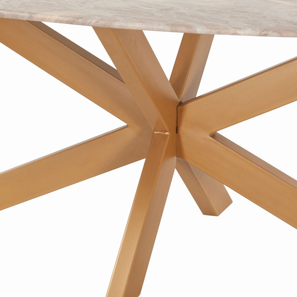 Home Trends &amp; Design Malibu Oval Dining Table in Antique Gold and Sawar White - Table Only, , large