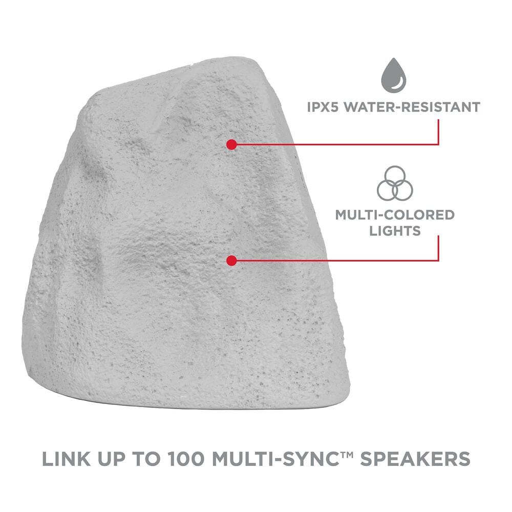 Ion Glow Stone Link Solar Rechargeable Rock Speaker in Gray, , large