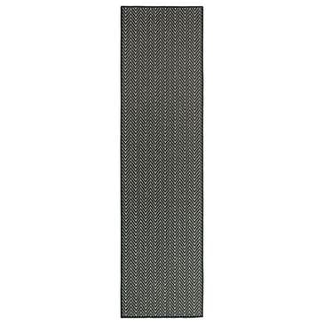 Nourison Horizon HOZ02 Black 2" x 6" Indoor/Outdoor Runner, , large