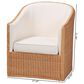 Baxton Studio Tessa Arm Chair with Light Honey Rattan in White, , large