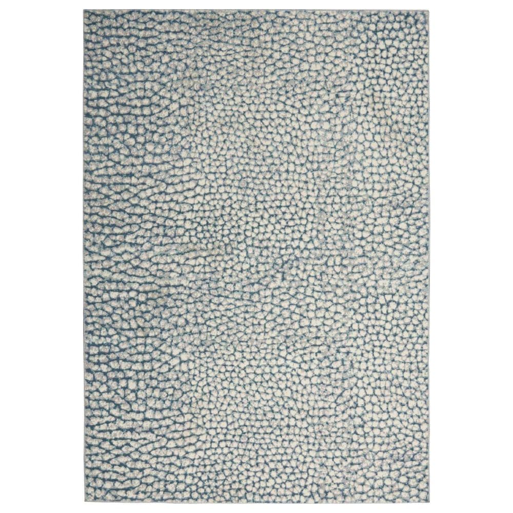 Nourison Joli 5"3" x 7"3" Ivory, Blue and Grey Area Rug, , large