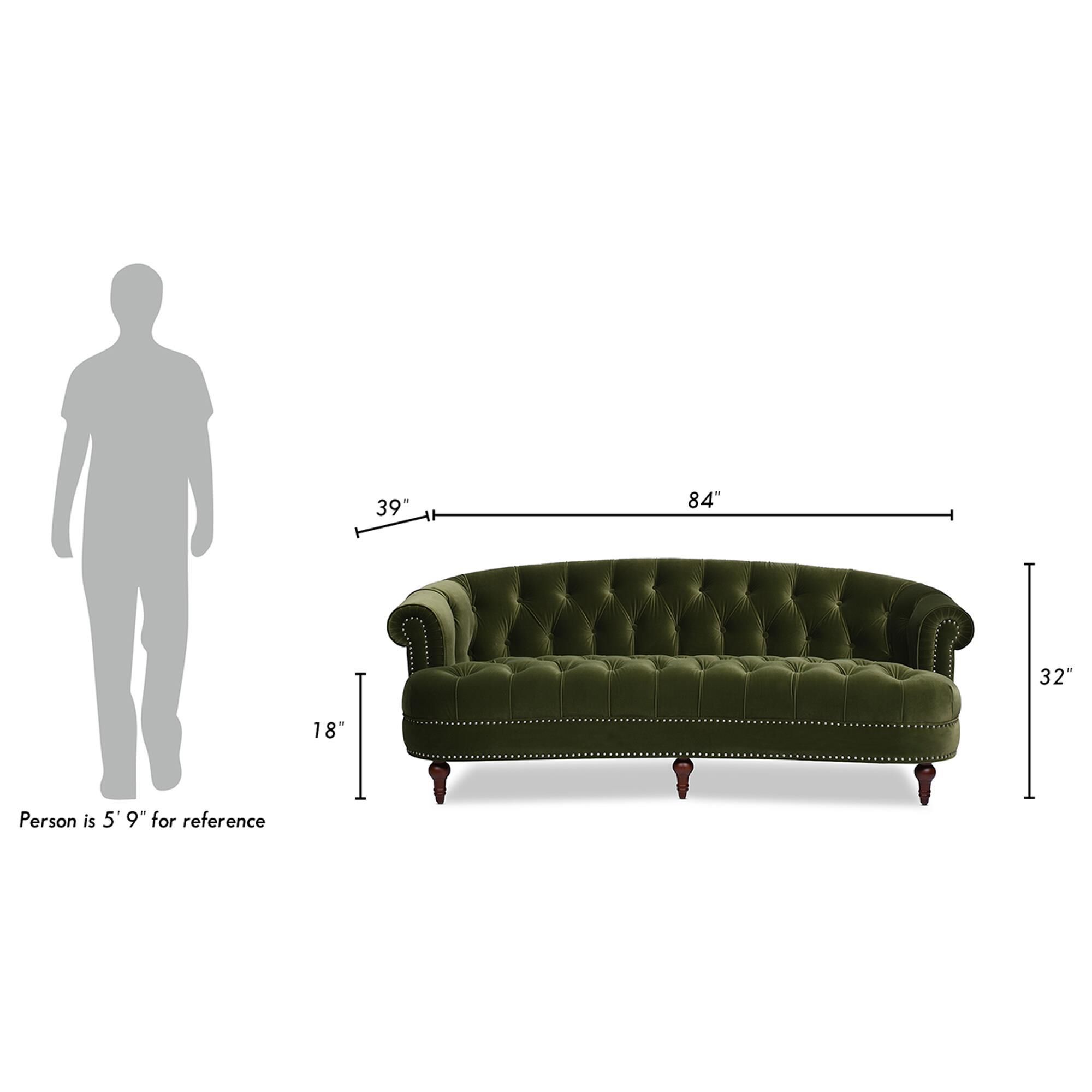 Jennifer Taylor Home La Rosa Stationary Sofa in Olive Green Velvet