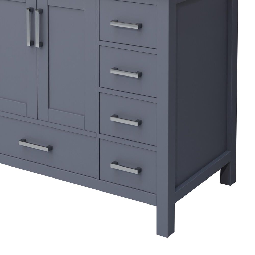 Lexora Home Jacques 36" Left Offset Single Bathroom Vanity in Dark Grey with 2 cm White Quartz Top and Rectangular Sink, , large