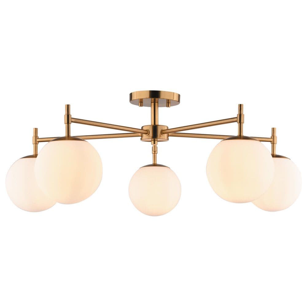 Vaxcel Armitage 5-Light Semi Flush Mount in Muted Brass, , large
