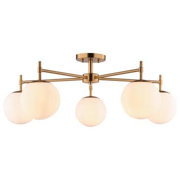 Vaxcel Armitage 5-Light Semi Flush Mount in Muted Brass, , large