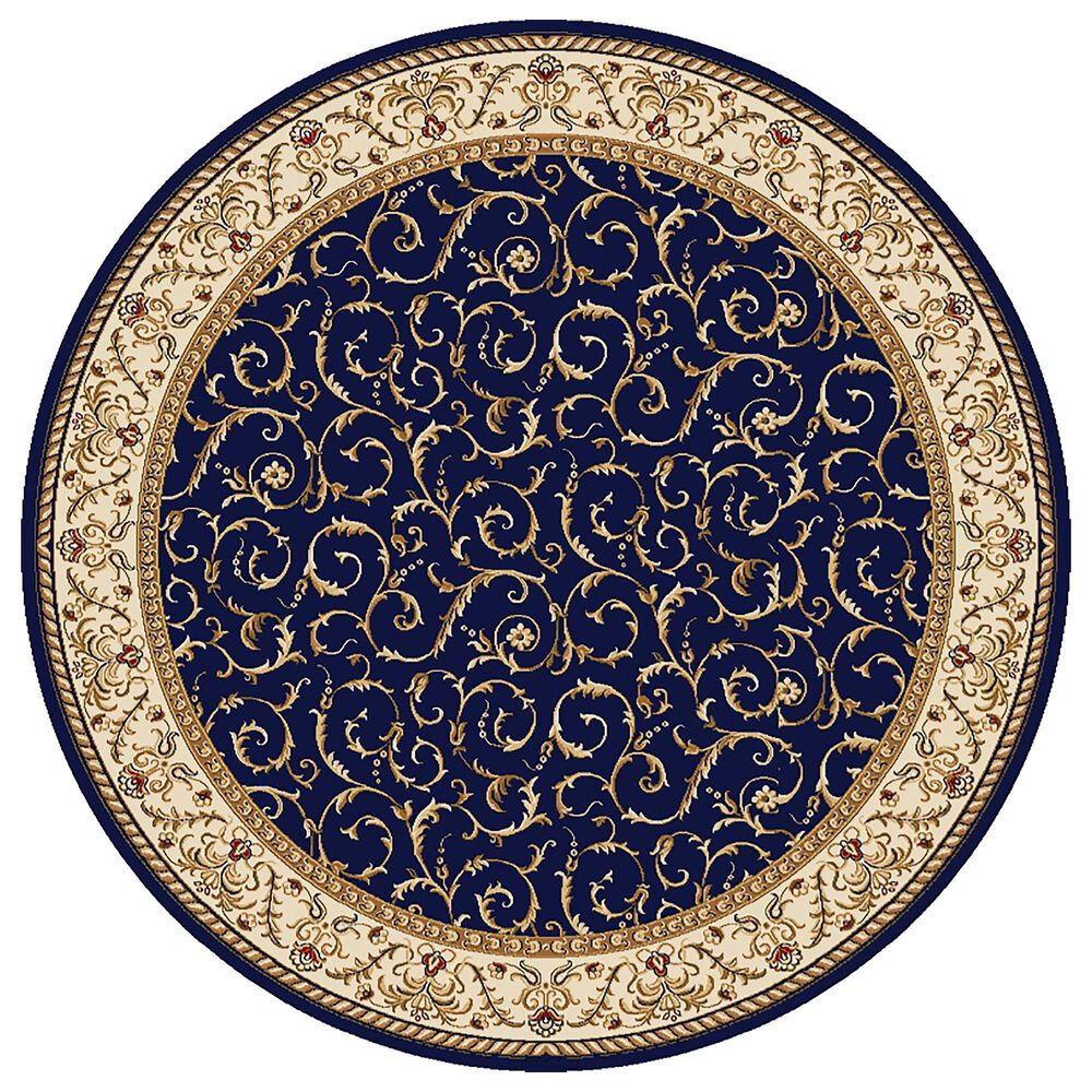 Radici USA Como 1599 Navy 5"3" Round Area Rug, , large