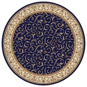 Radici USA Como 1599 Navy 5"3" Round Area Rug, , large