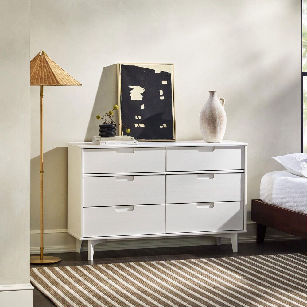 Walker Edison Sloane 6-Drawer Dresser in White Wash, , large
