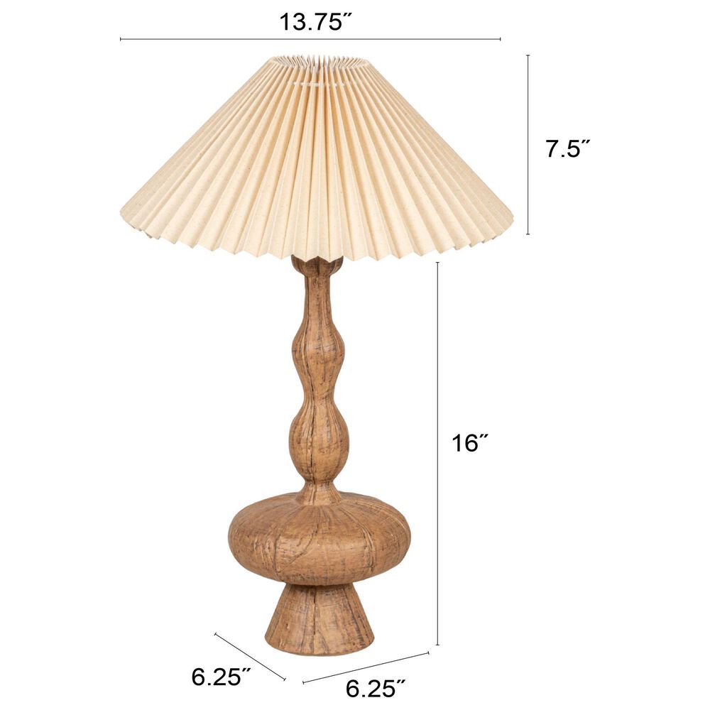 Creative Coop Andi Resin Table Lamp with Pleated Shade in Brown, , large