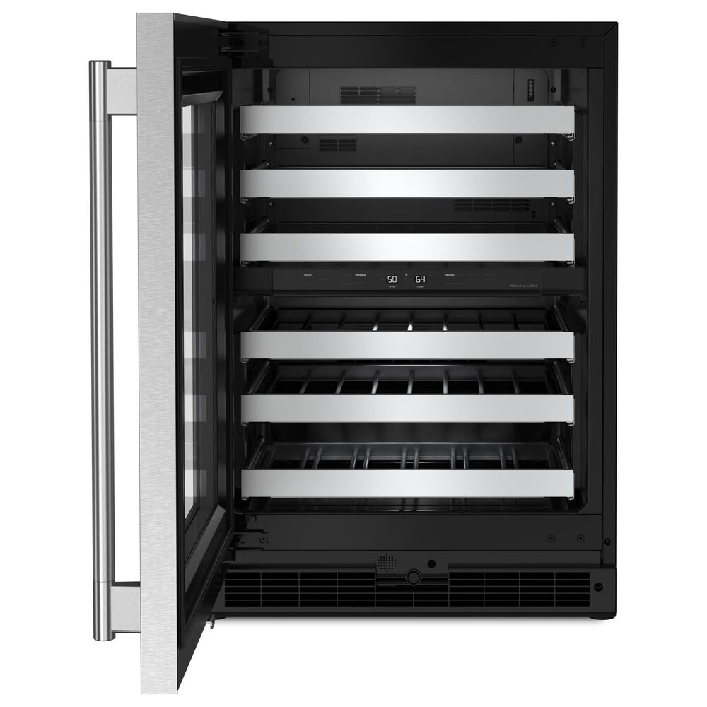 KitchenAid 24&quot; Undercounter Wine Cellar with Full-Extension Metal-Front Racks and Left Hinge in Stainless Steel, , large