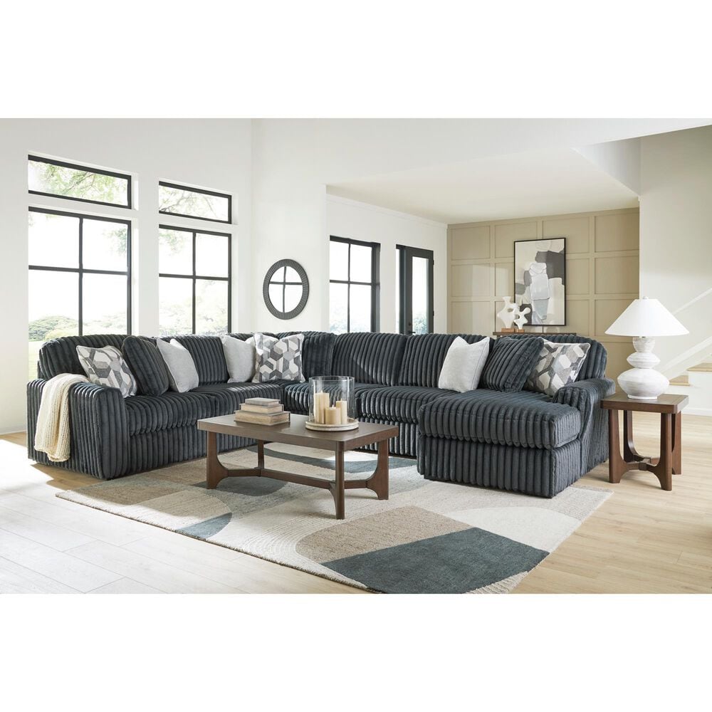 Ashley Midnight-Madness 4-Piece Right Facing Sectional with Chaise in Gunmetal, , large