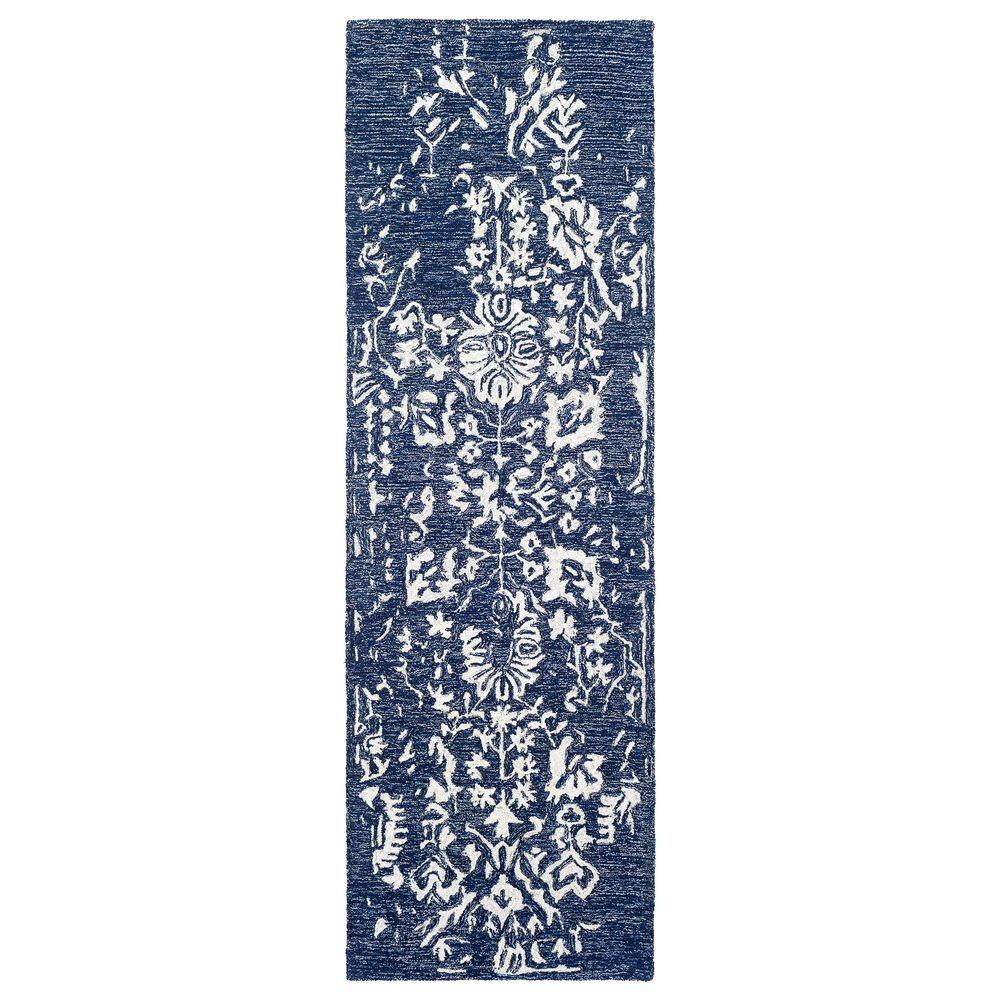 Surya Granada GND-2311 2'6" x 8' Dark Blue, Denim and Ivory Scatter Rug, , large