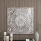 Maple and Jade 36" x 36" Square Floral Embossed Scroll Home Wall Decor in Satin Silver, , large