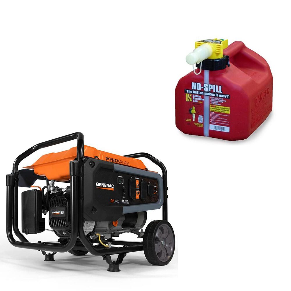 Generac GP3600 49ST/CSA Portable Generator + 1 1/4 Gallon No Spill Gas Can, , large