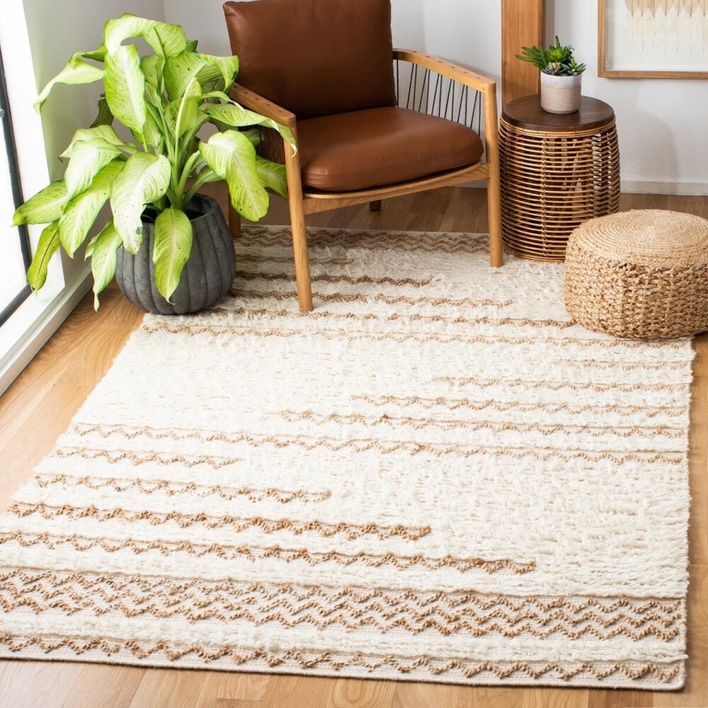 Safavieh Natura NAT720A 3&#39; x 5&#39; Ivory and Brown Area Rug, , large