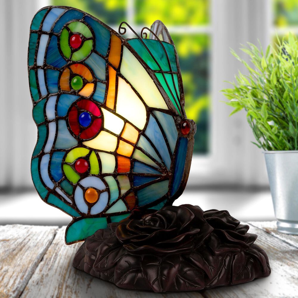 Timberlake 8.5" Tiffany Style Butterfly Lamp in Multicolor, , large