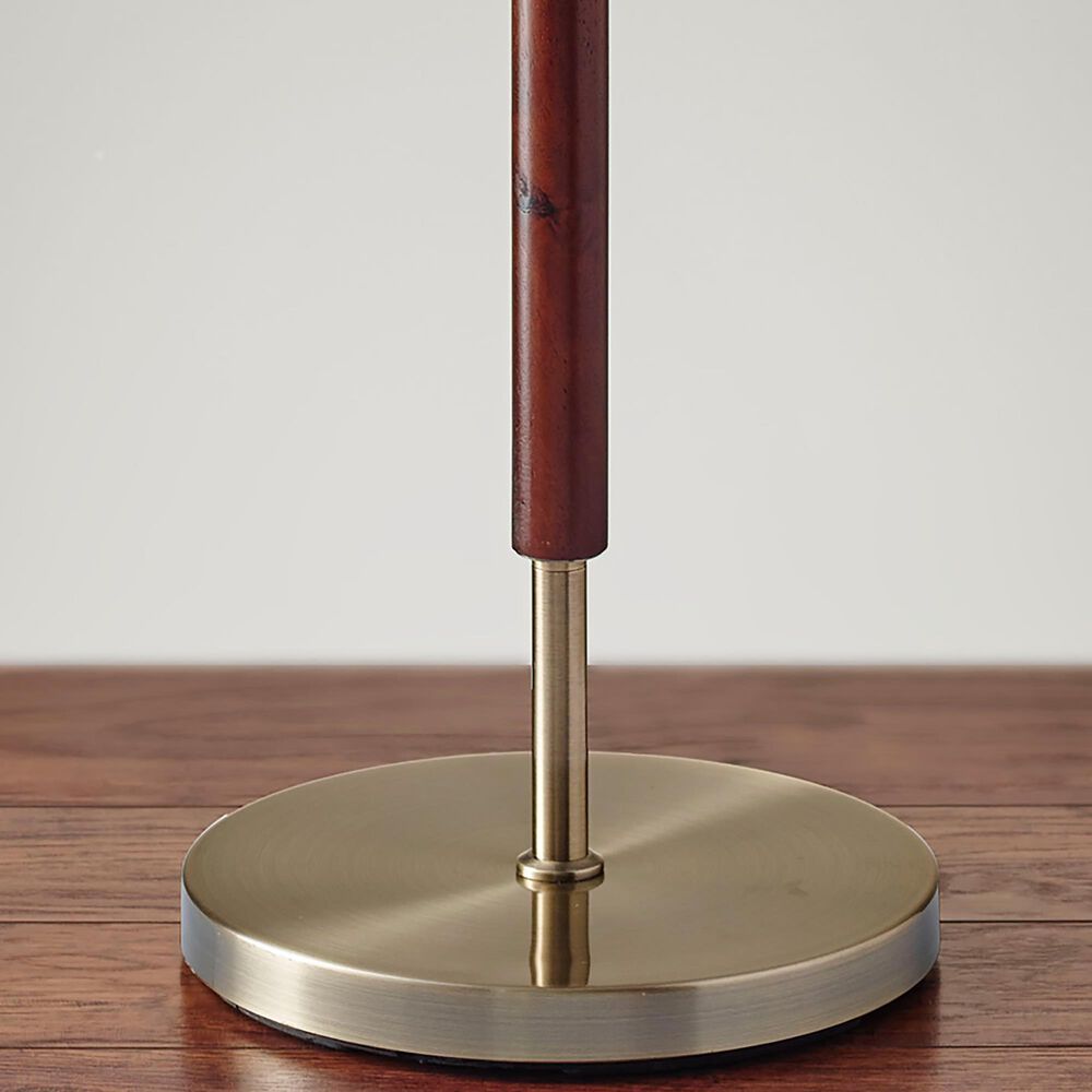 Adesso Hamilton Floor Lamp in Walnut and Antique Brass, , large