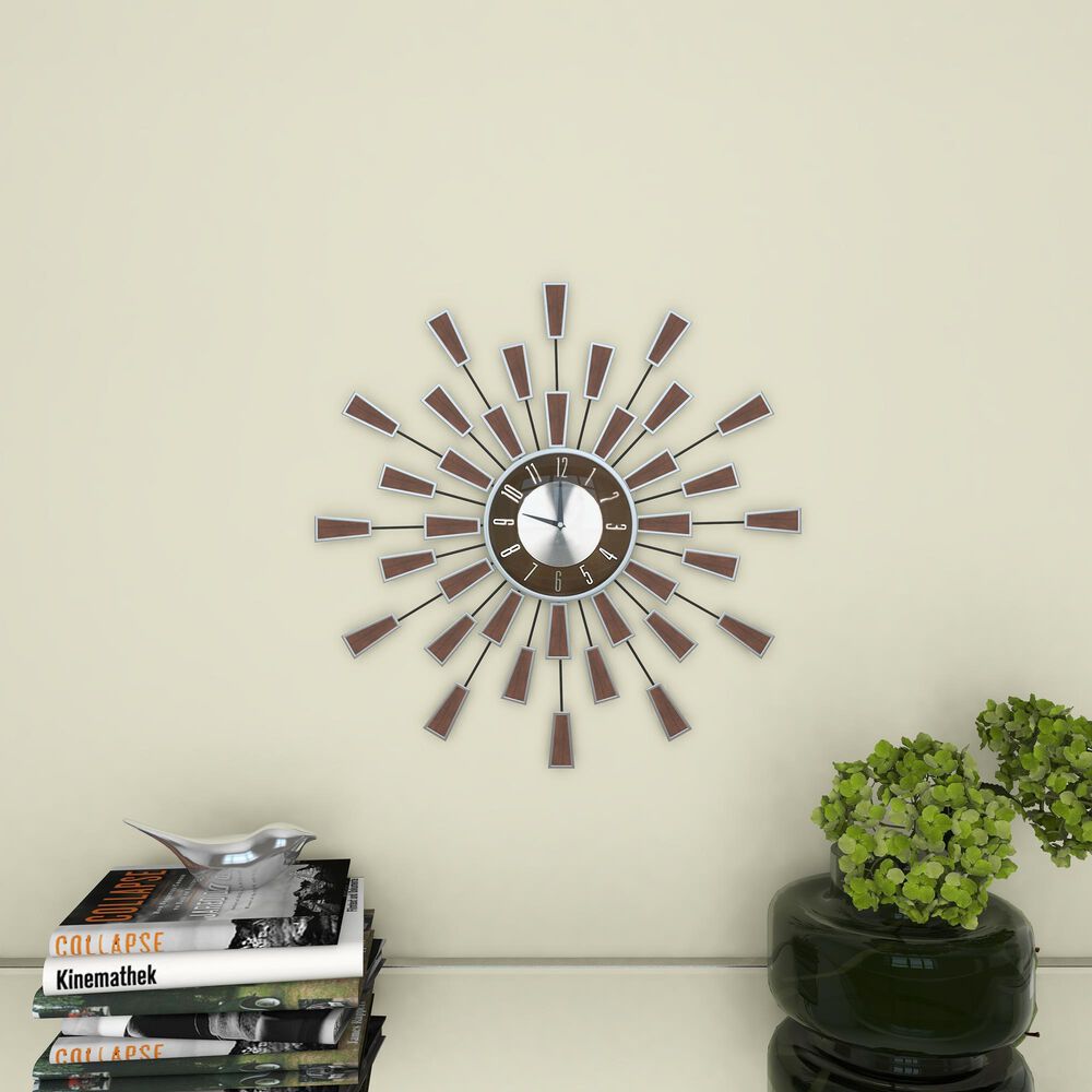 Maple and Jade Wall Clock in Silver and Black, , large