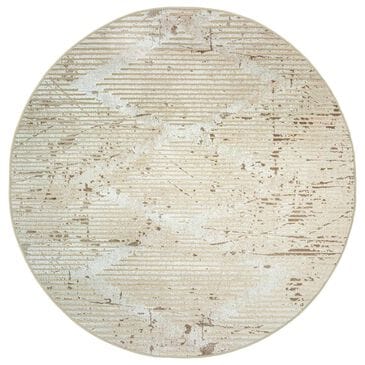 Radici USA Davide Geometric 7"10" Round Beige Area Rug, , large