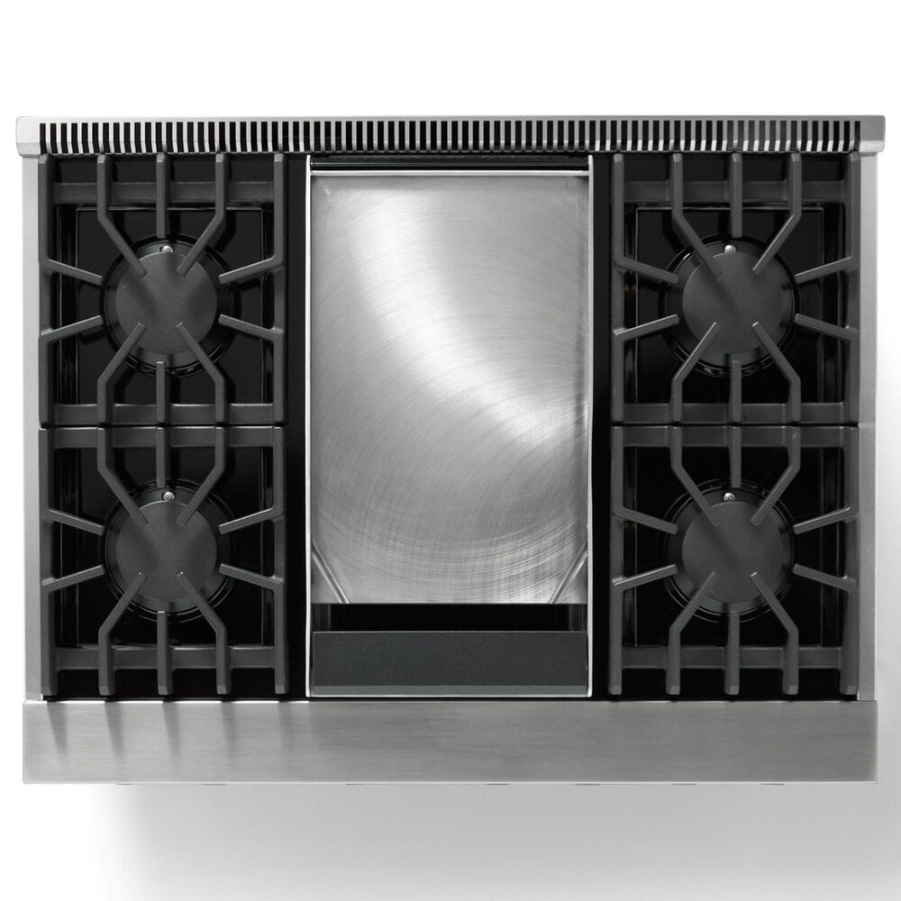 Viking Range 36" Freestanding Sealed Burner Gas Range with Brushed Brass Accents in Stainless Steel, , large