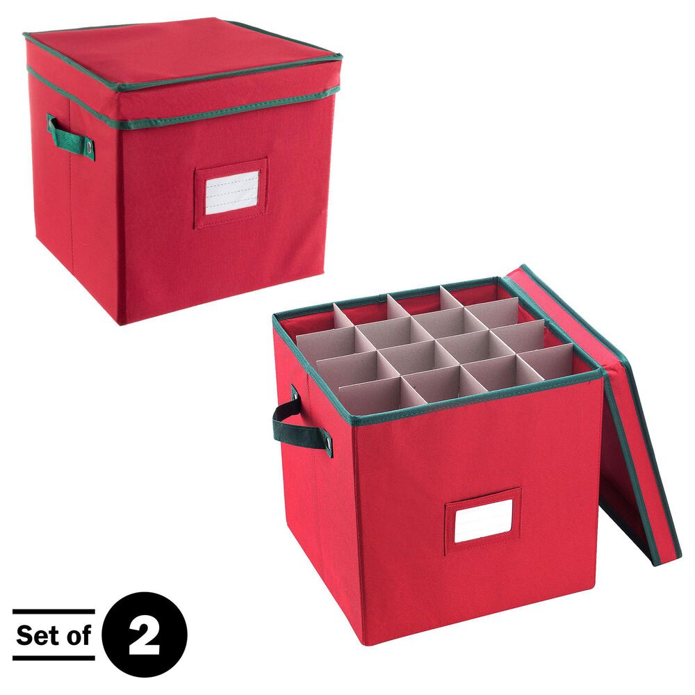 Timberlake Ornament Storage Box in Red &#40;Set of 2&#41;, , large
