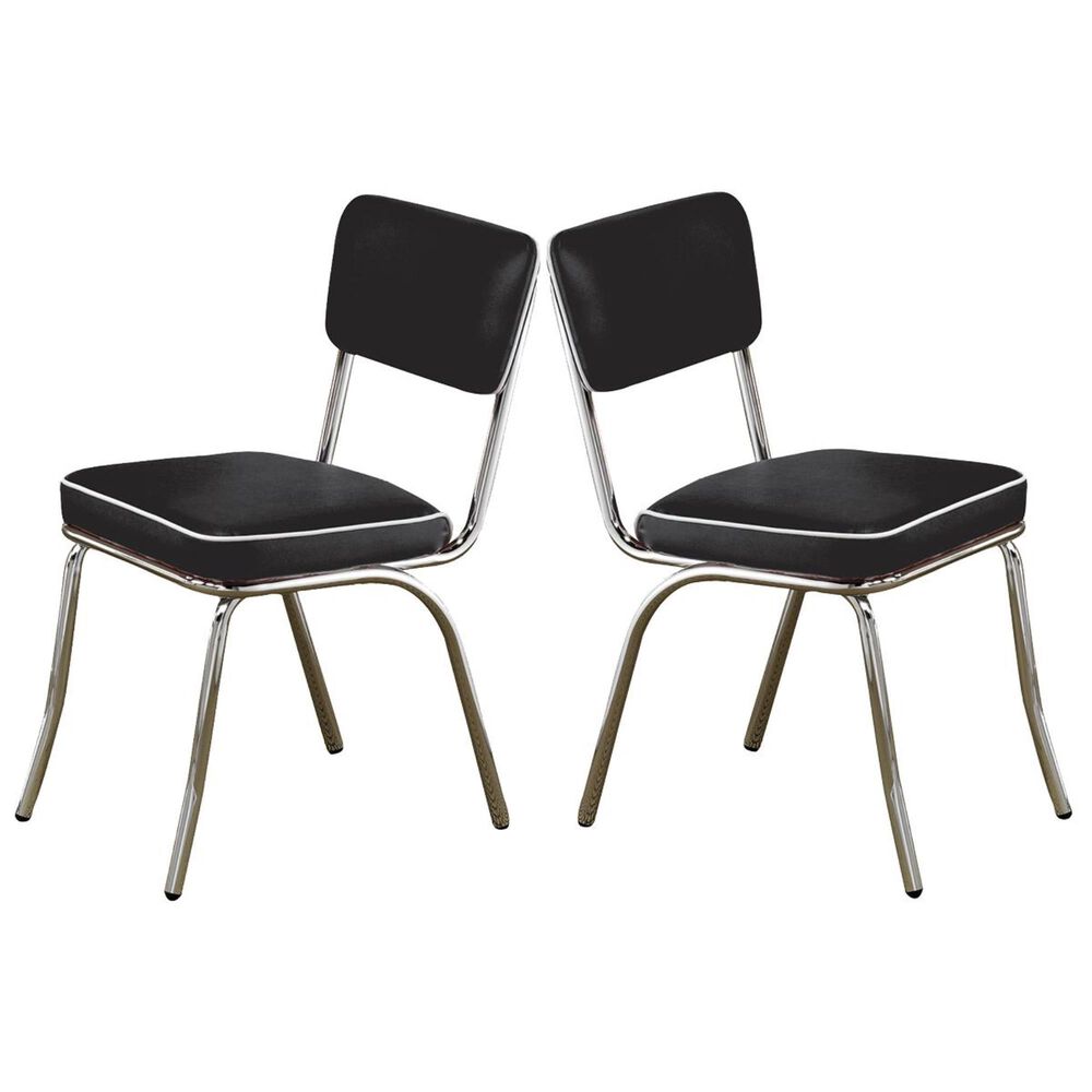 Pacific Landing Cleveland Side Chair with Black Cushion in Chrome - Set of 2, , large