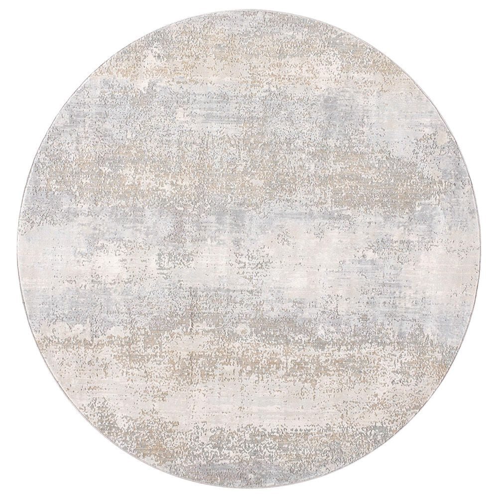 Surya Brunswick 6"7" Round Cream, Tan, Olive, Blue, Seafoam and Taupe Area Rug, , large