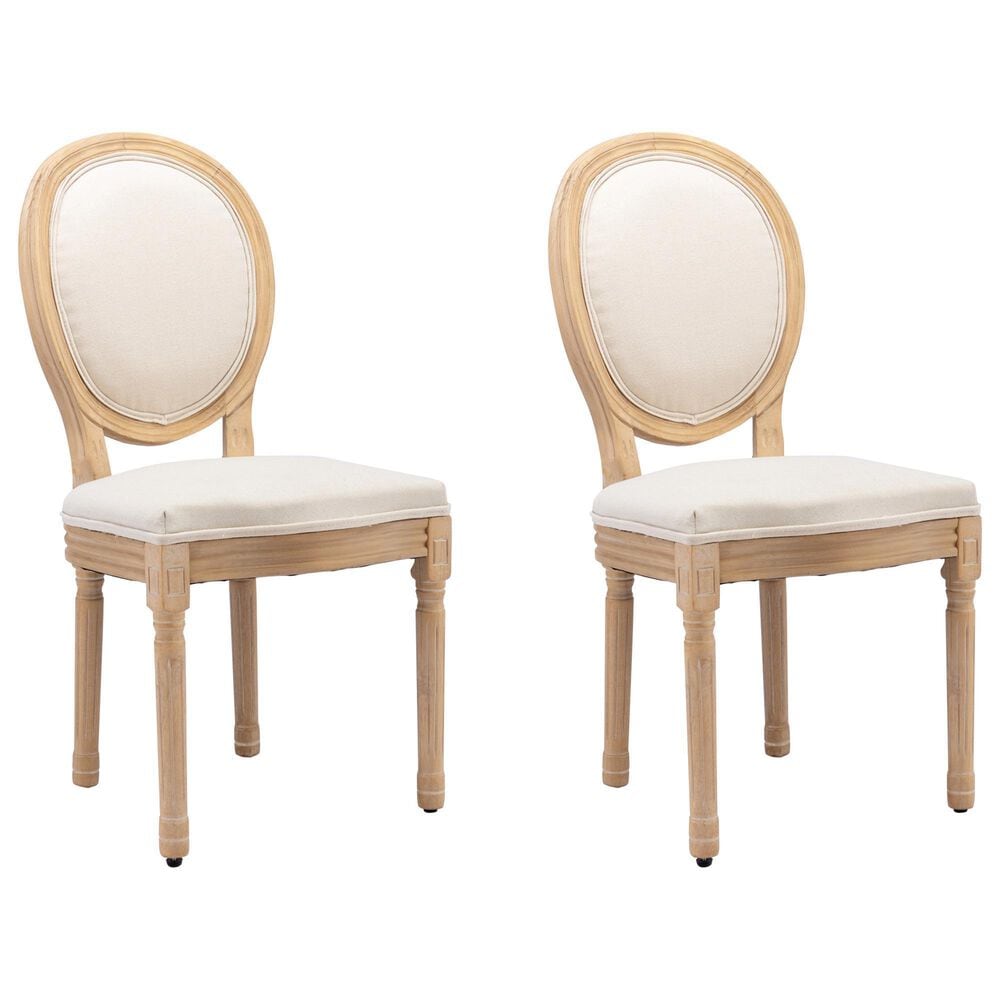 Hearth and Haven Upholstered Side Chair in Beige (Set of 2), , large