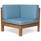 Noble House Oana 4-Piece Patio Sectional Set with Blue Cushion in Teak Brown, , large