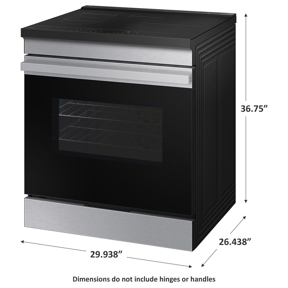 Samsung Bespoke Bespoke 6.3 Cu. Ft. Smart Slide-In Electric Induction Range with Anti-Scratch Glass Cooktop in Stainless Steel, , large