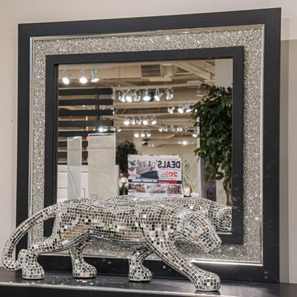 Ashley Zuraleus Dresser Mirror in Matte Black, Chrome and Silver, , large