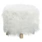 Maple and Jade Faux Fur Stool Ottoman in White, , large