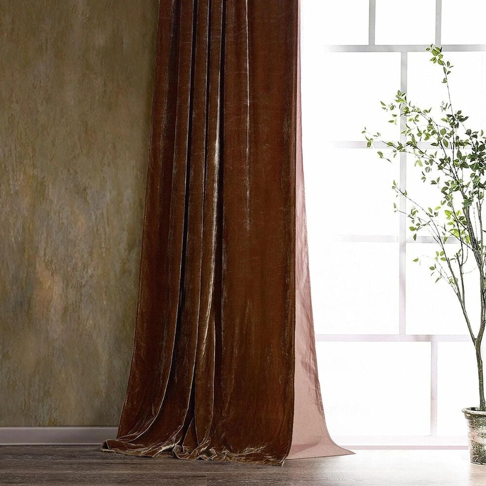 HiEnd Accents Stella 108" x 48" Curtain in Copper Brown, , large