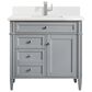 James Martin Vanities Brittany 36" Single Bathroom Vanity in Urban Gray with Single Hole 3 cm White Zeus Quartz Top and Rectangular Sink, , large