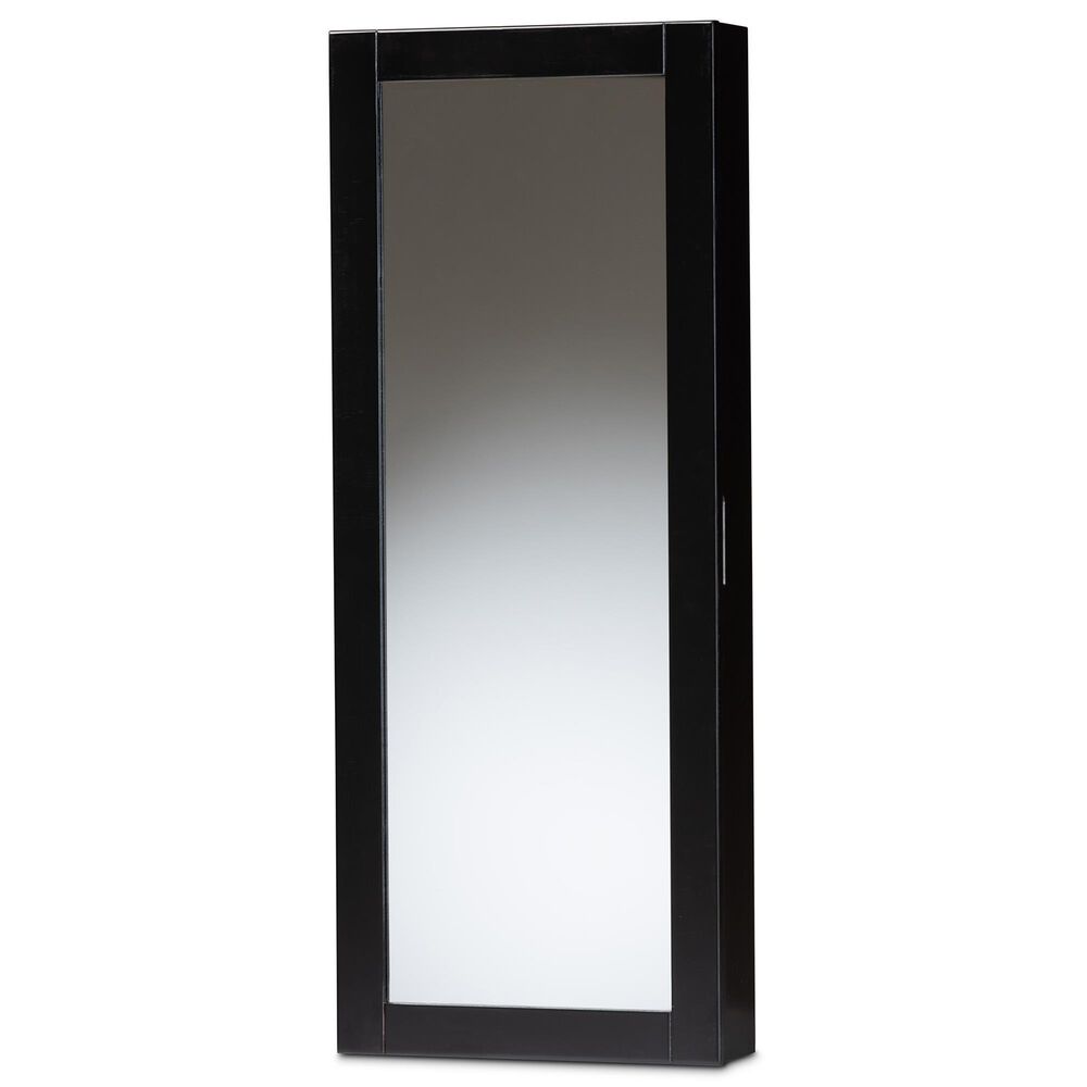 Baxton Studio Pontus Jewelry Armoire with Mirror in Black NFM