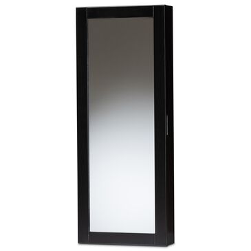 Baxton Studio Pontus Jewelry Armoire with Mirror in Black, , large