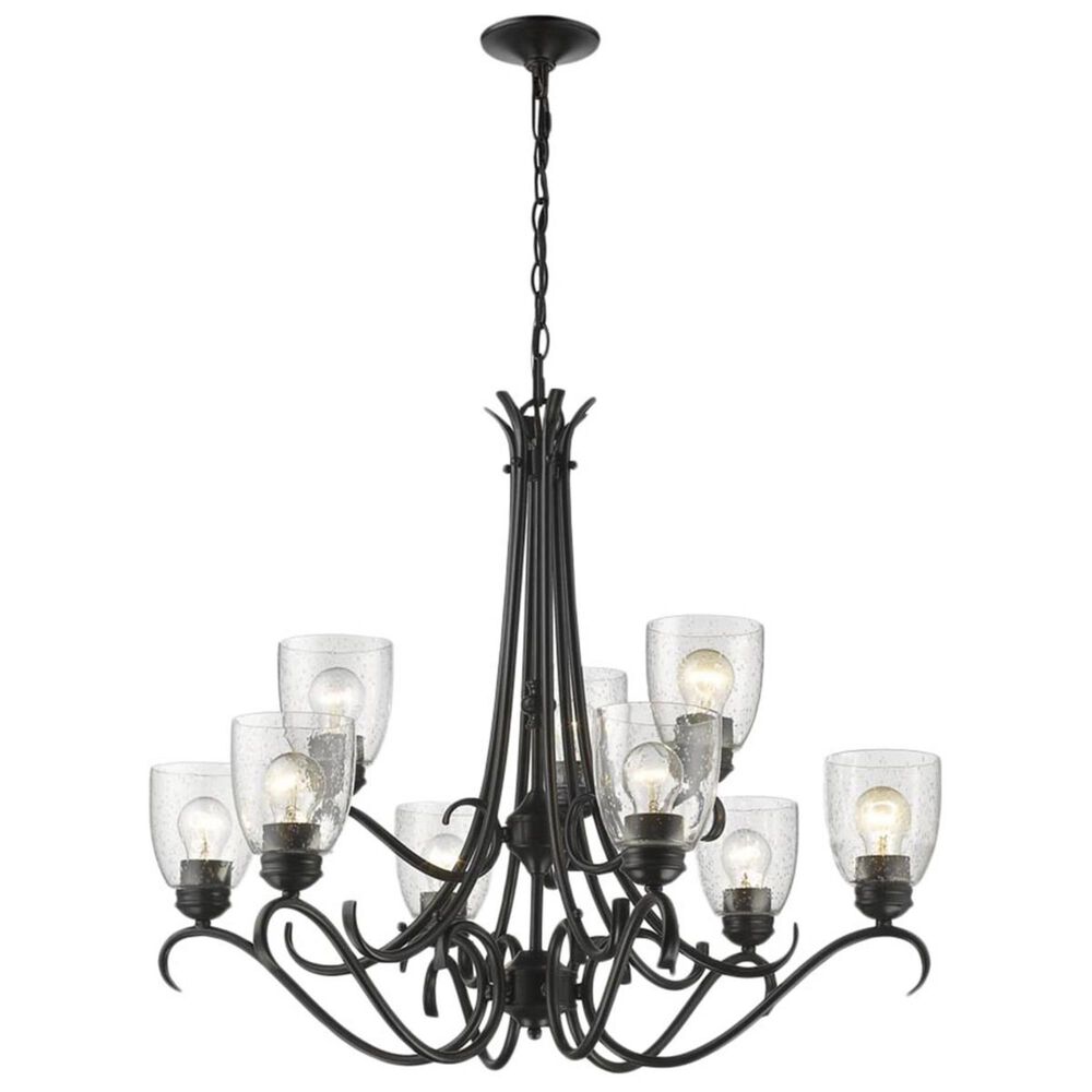 Golden Lighting Parrish 9-Light Chandelier in Black with Seeded Glass, , large