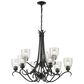 Golden Lighting Parrish 9-Light Chandelier in Black with Seeded Glass, , large