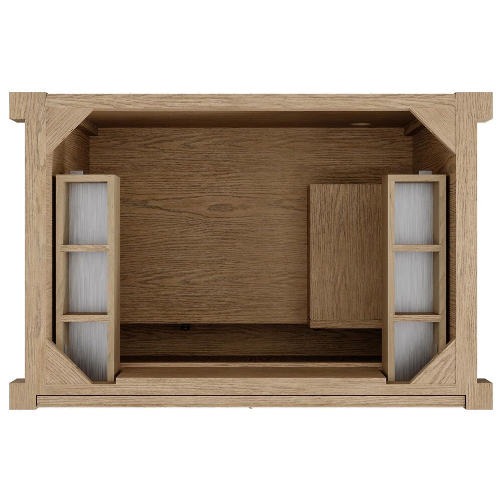 James Martin Kinnsden 36" Single Bathroom Vanity in Weathered Oak with 3 cm Carrara Marble Top and Rectangular Sink, , large