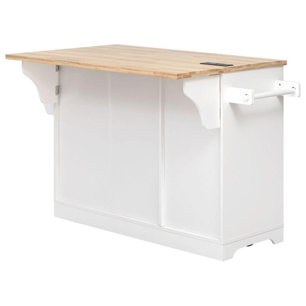 HOMLUX 59" Kitchen Island with 2 Pull Out Cabinet Organizers in White, , large