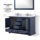 Lexora Home Dukes 48" Double Bathroom Vanity in Navy Blue with 2 cm White Quartz Top and Rectangular Sinks, , large